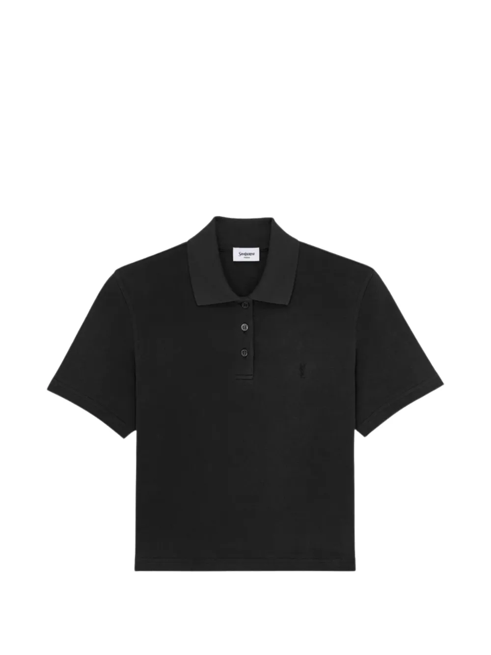 Saint Laurent logo-embroidered polo shirt - Schwarz