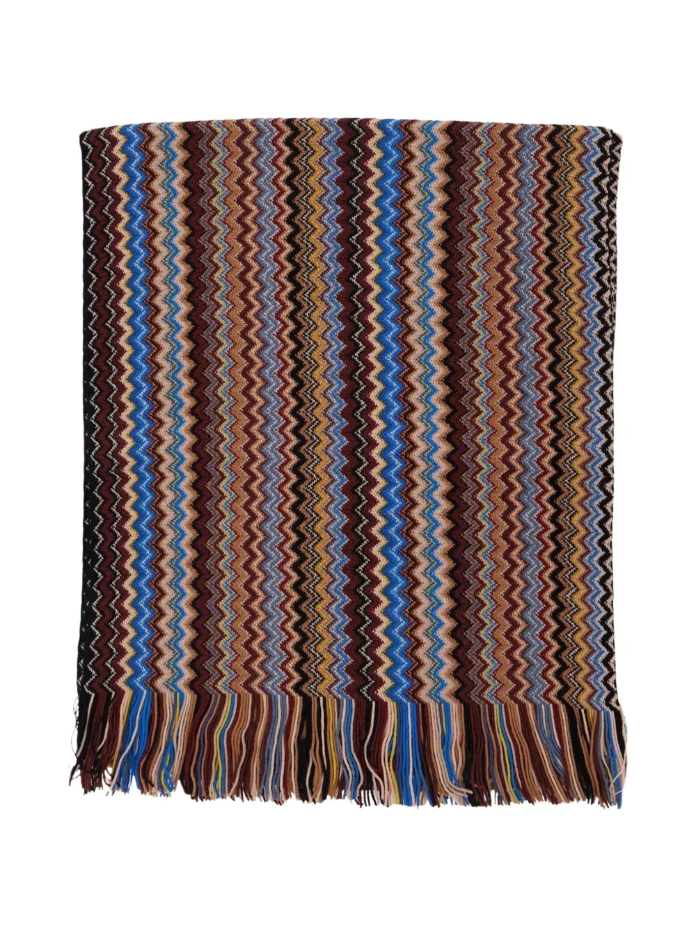 Missoni zigzag knit fringed scarf - Marrone