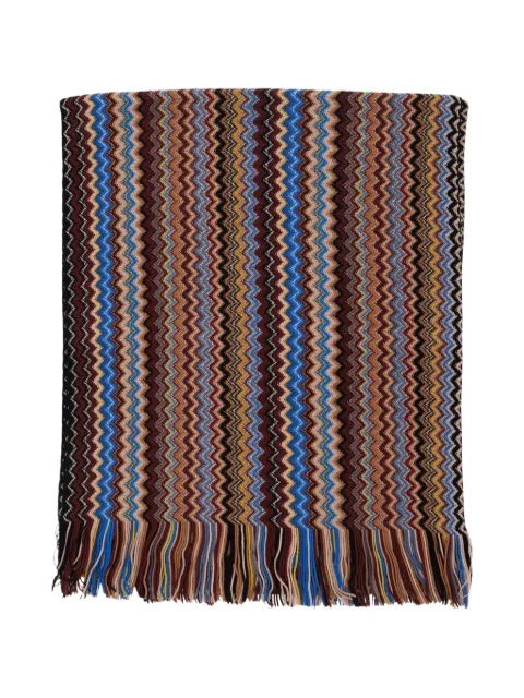 Missoni zigzag knit fringed scarf