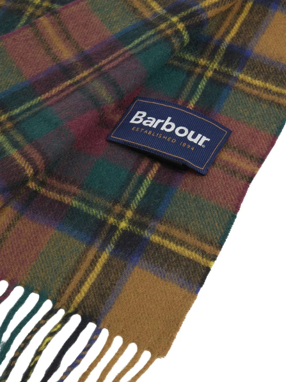 Barbour Sjaal met tartan ruit en franje Bruin