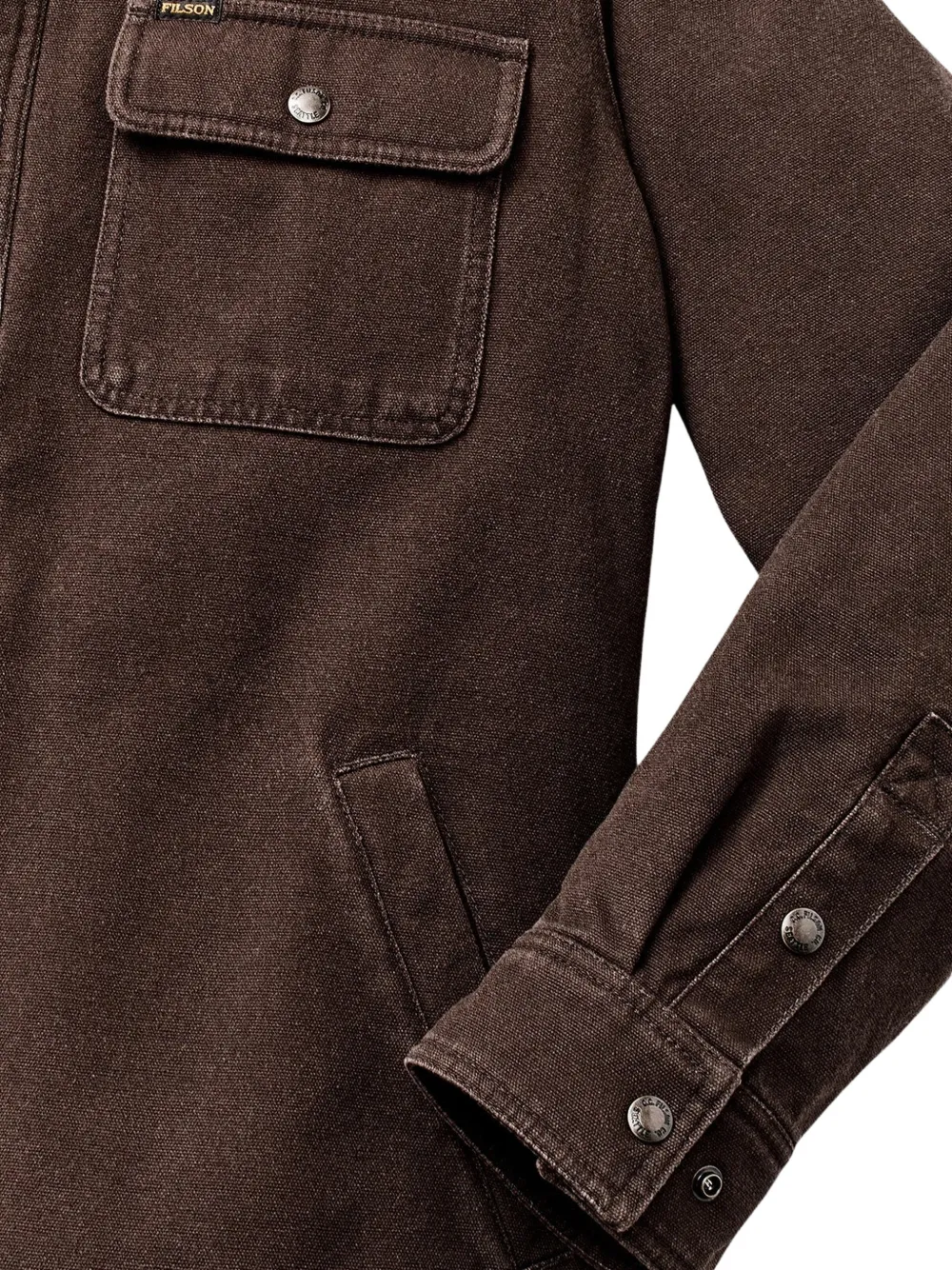 Filson Button-up shirtjack met fleece voering Bruin
