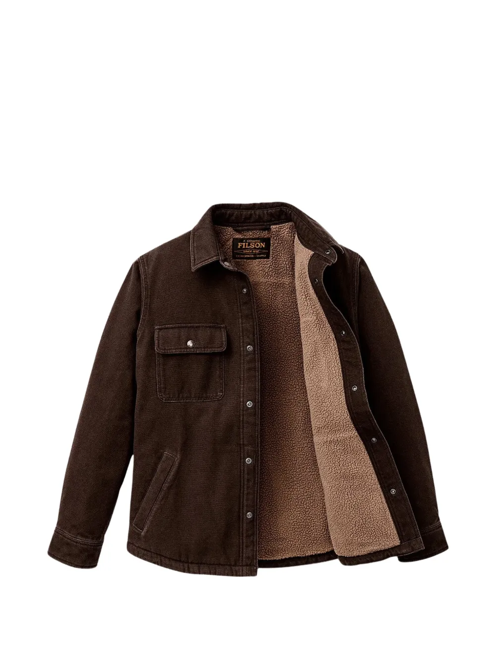 Filson Button-up shirtjack met fleece voering Bruin