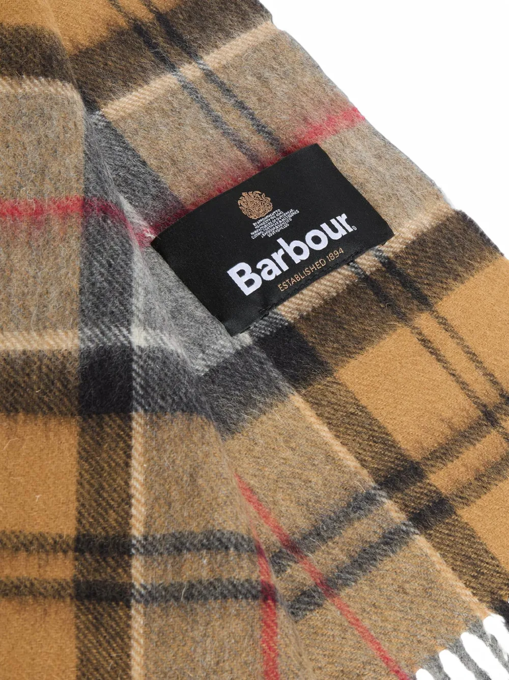 Barbour Sjaal met tartan ruit en franje Beige