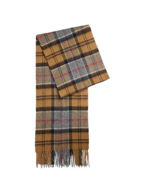 Barbour tartan-check fringed scarf