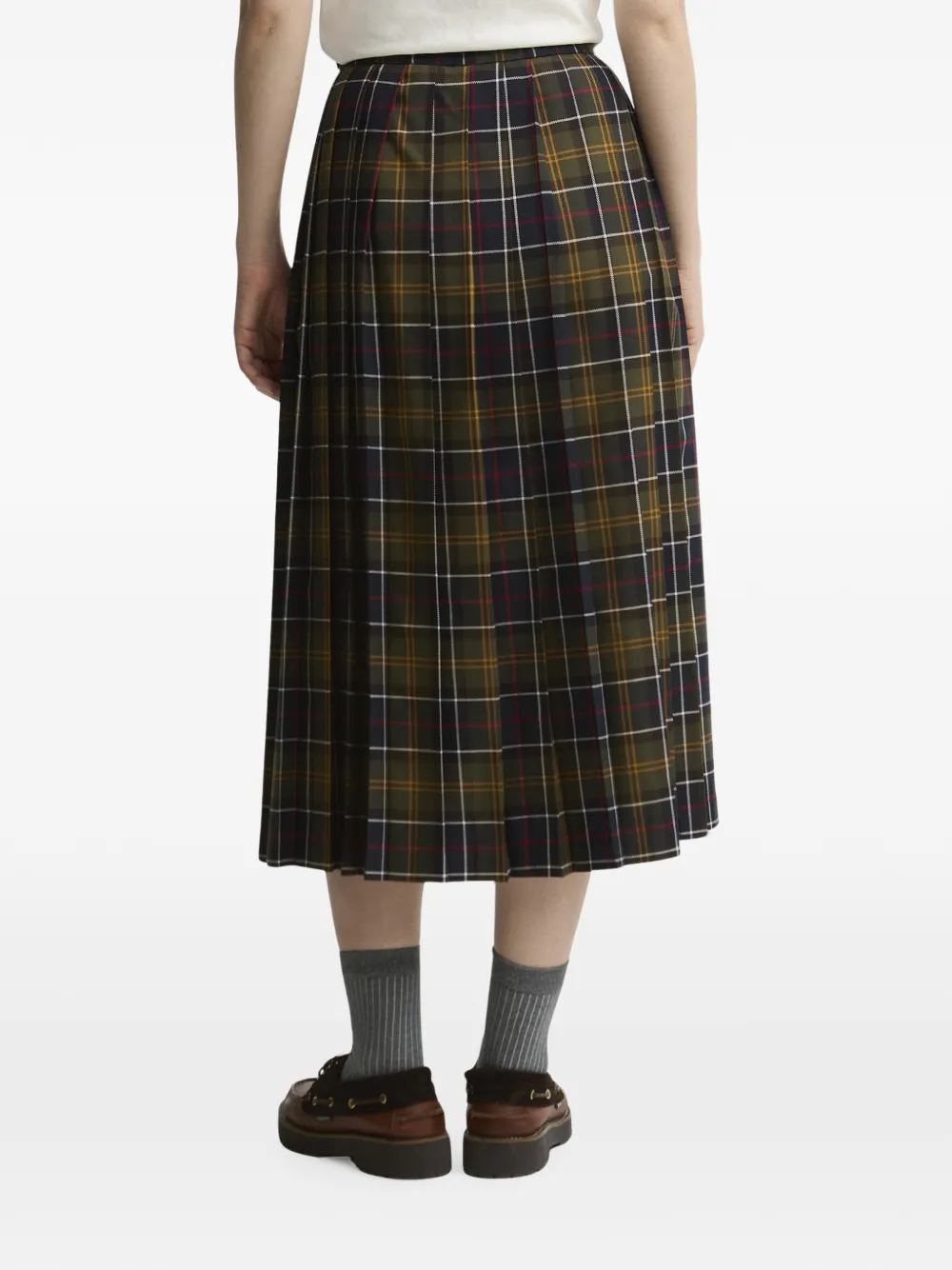 Barbour Irene midi-plooirok met tartan-ruit Groen