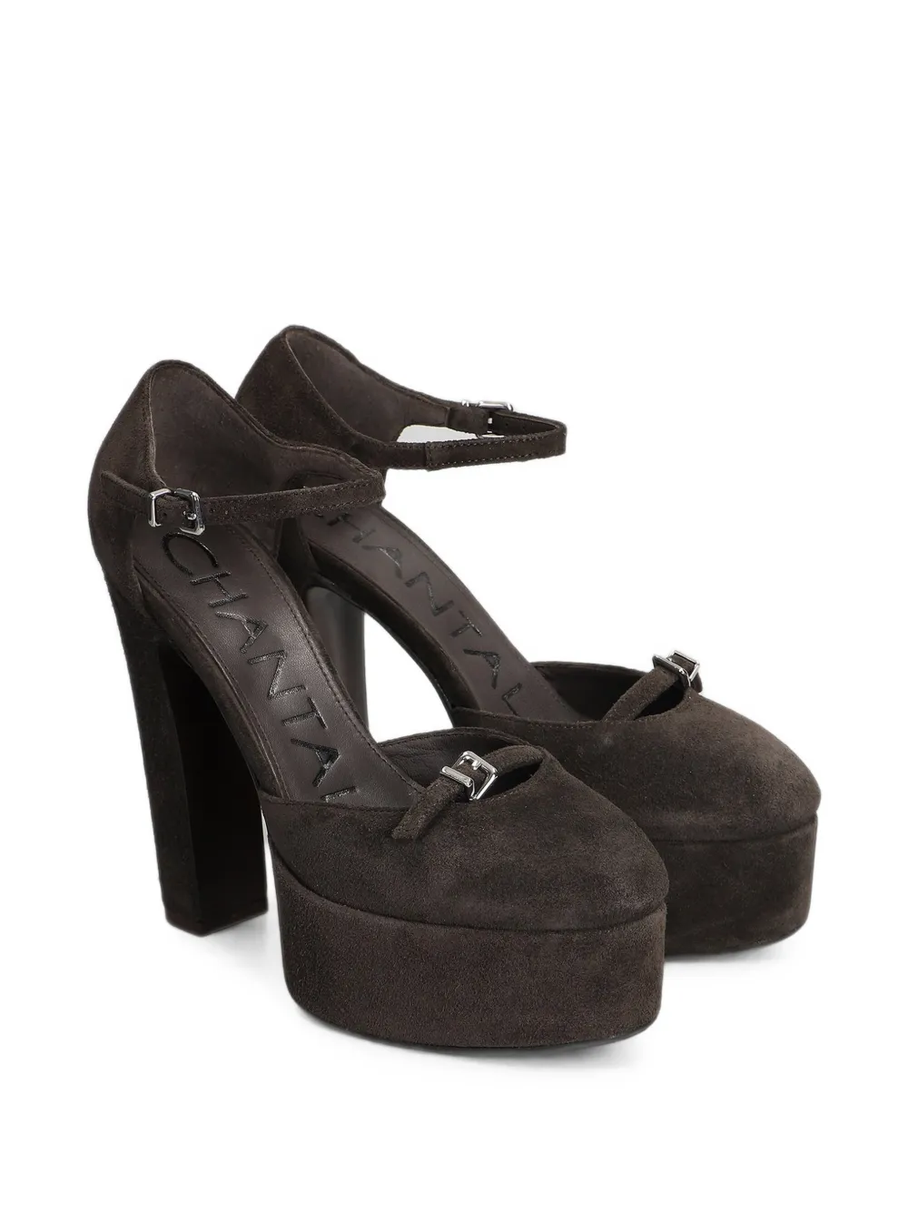 Chantal Pumps met plateauzool en gespdetail Bruin