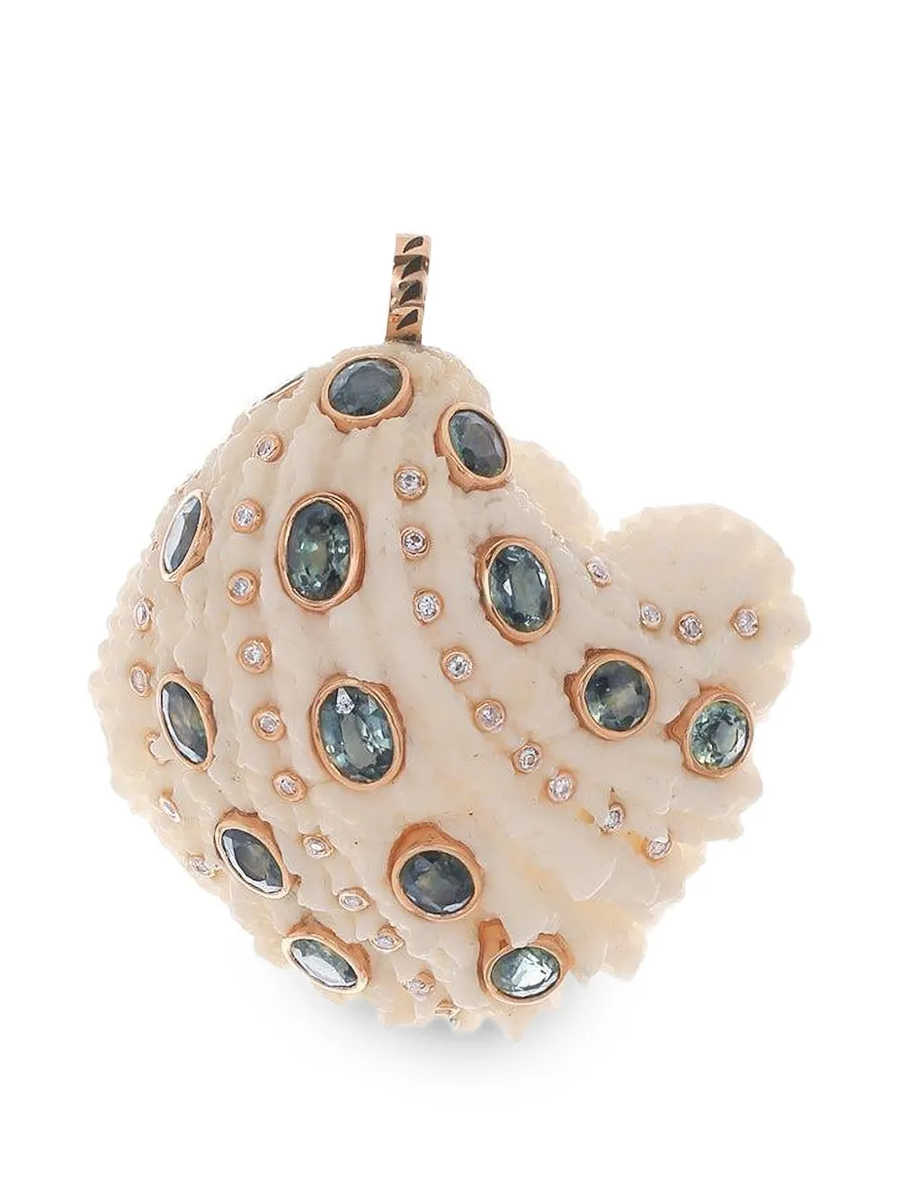Dezso kyanite diamond shell pendant - Rosa