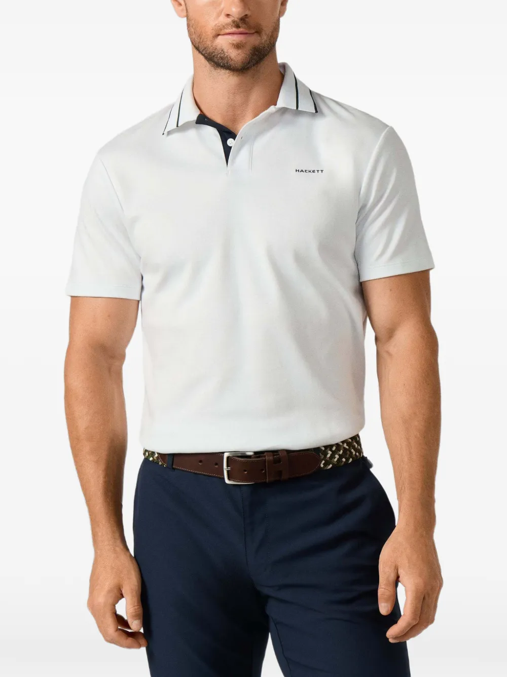 Hackett London Members Tip poloshirt Wit