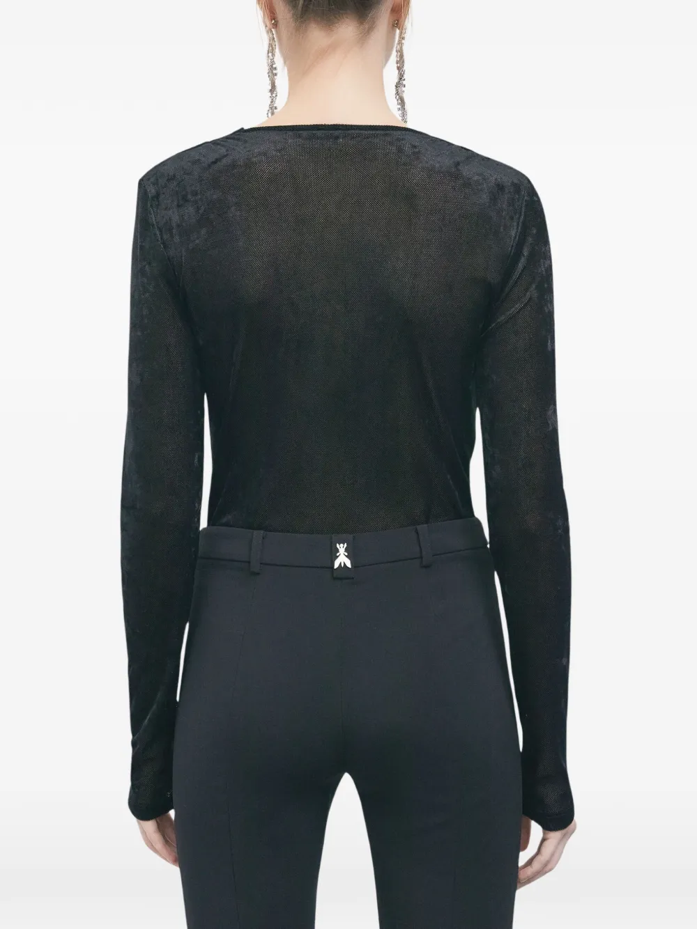 Patrizia Pepe draped velvet bodysuit Zwart