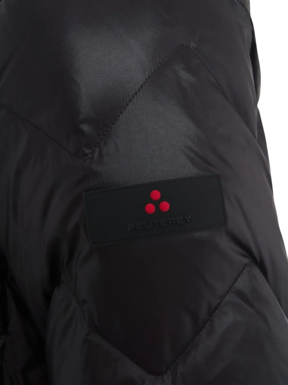 Peuterey Jack met capuchon en chevron patroon Zwart
