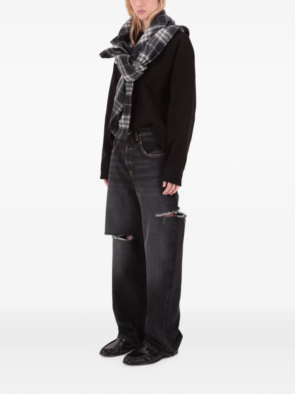 ICON DENIM Poppy gerafelde jeans Zwart