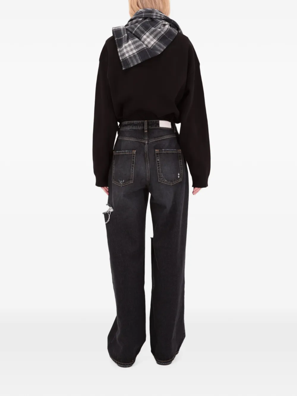 ICON DENIM Poppy gerafelde jeans Zwart