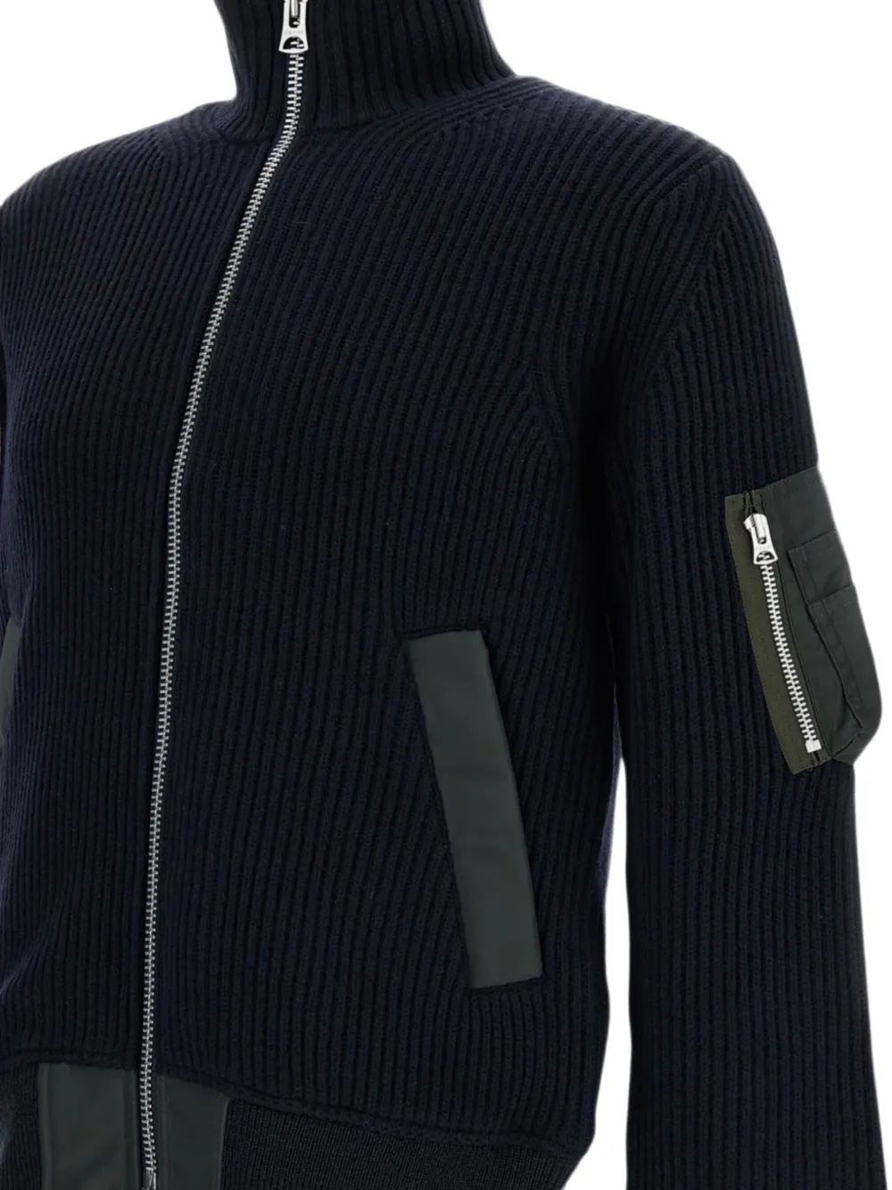 sacai Ribgebreid vest met vlakken Blauw