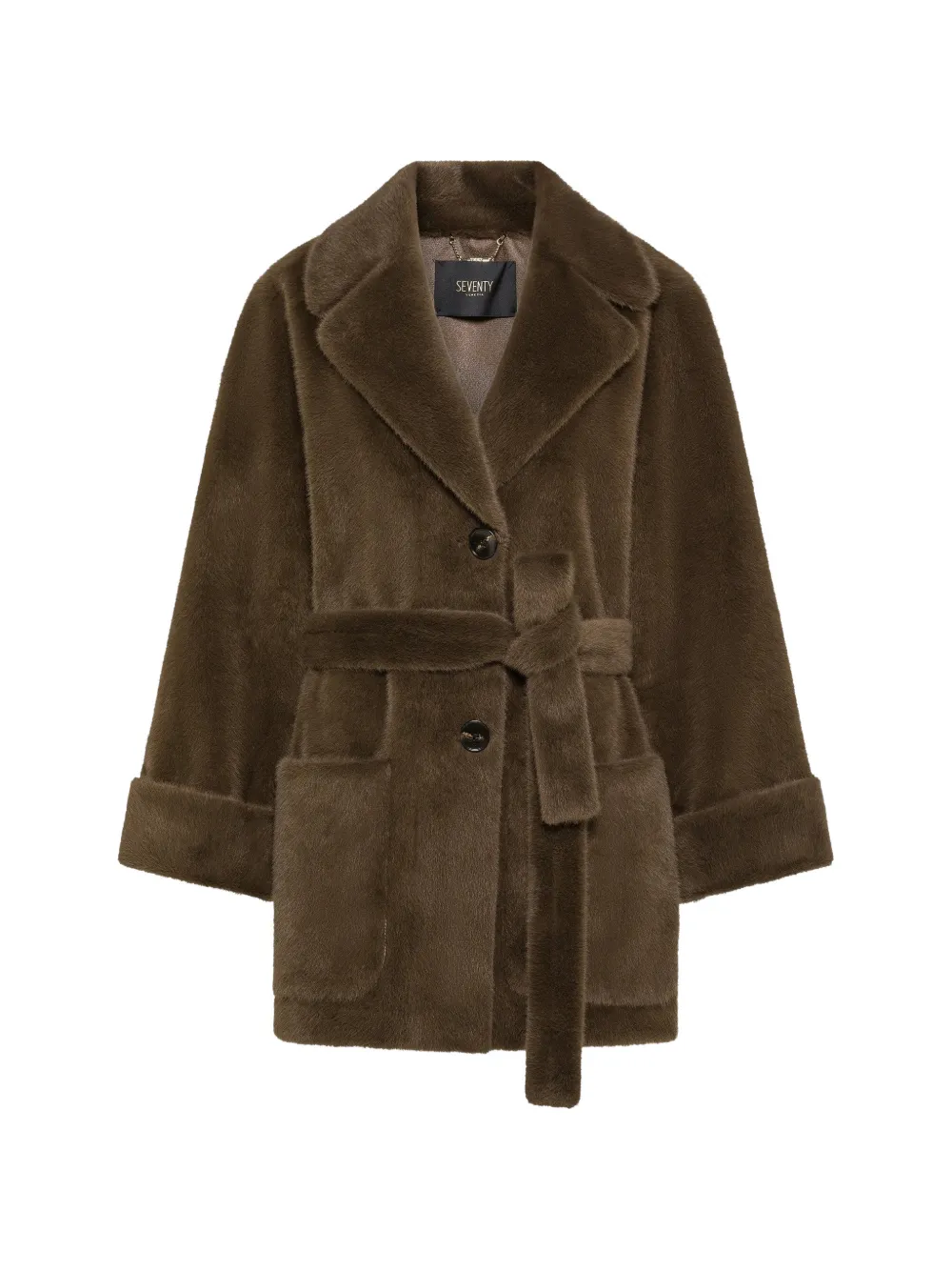 Seventy belted faux-fur coat - Braun