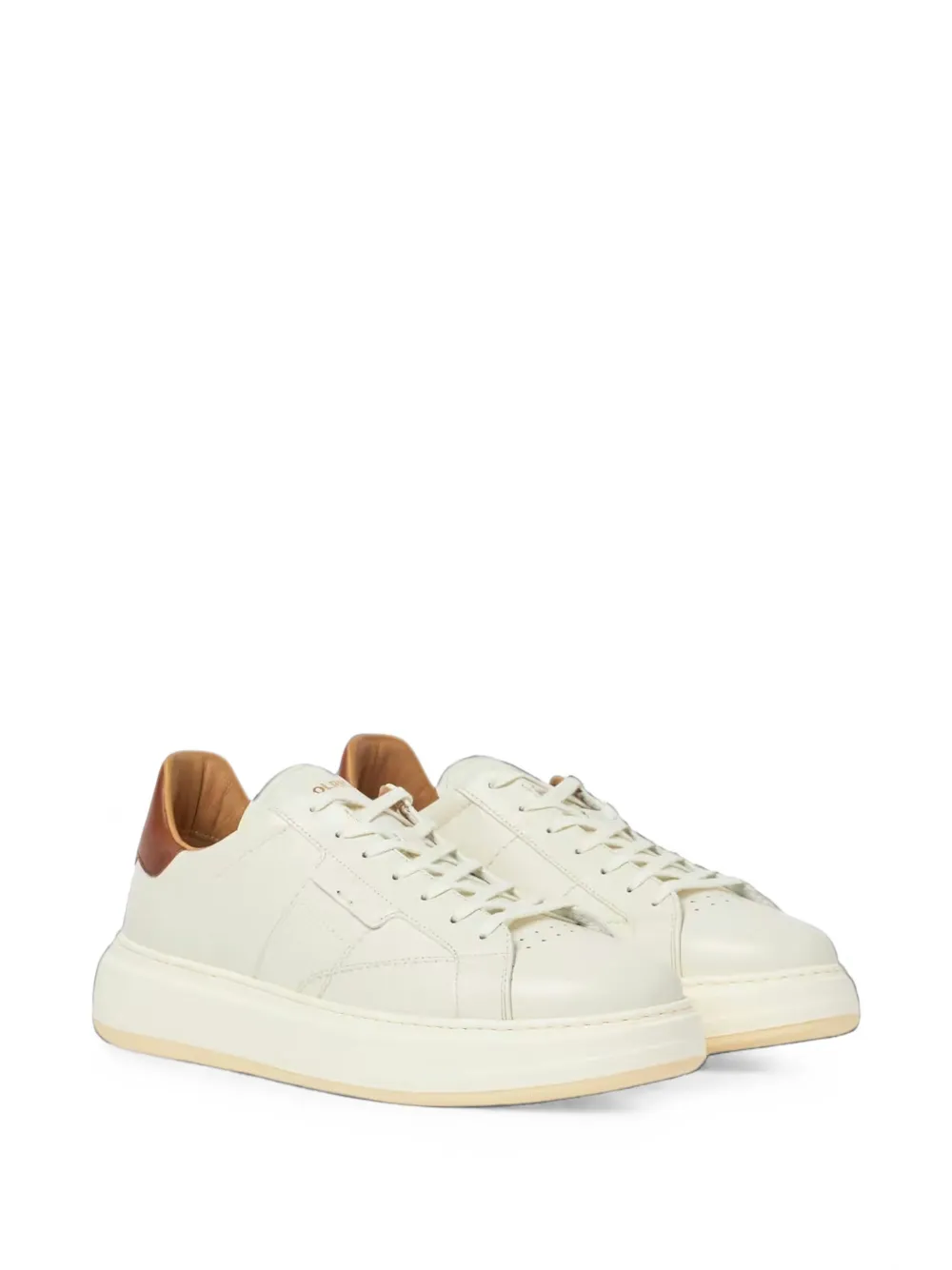 Woolrich Arrow logo-embossed leather sneakers Beige