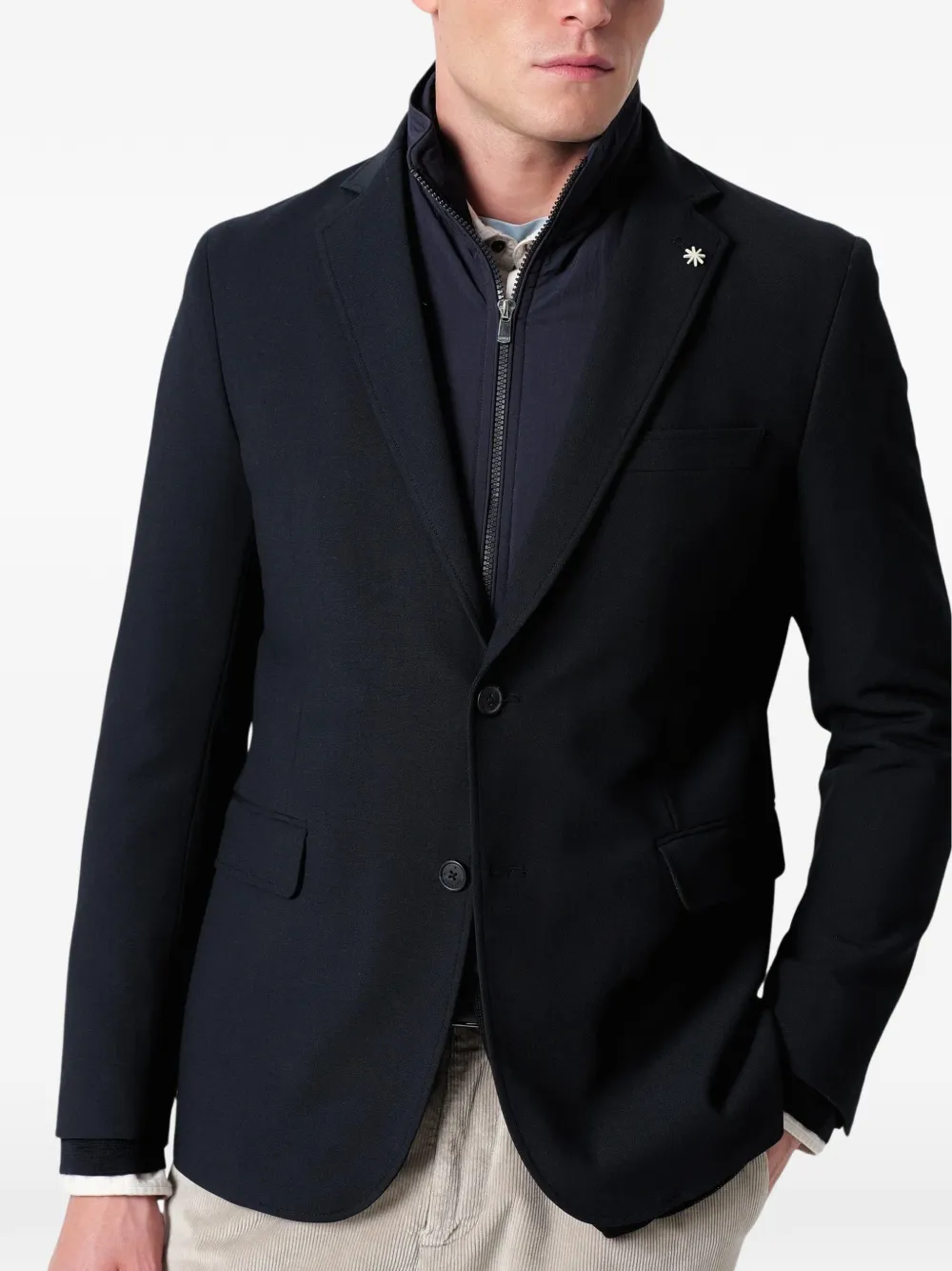 Manuel Ritz layered-design single-breasted jacket Blauw