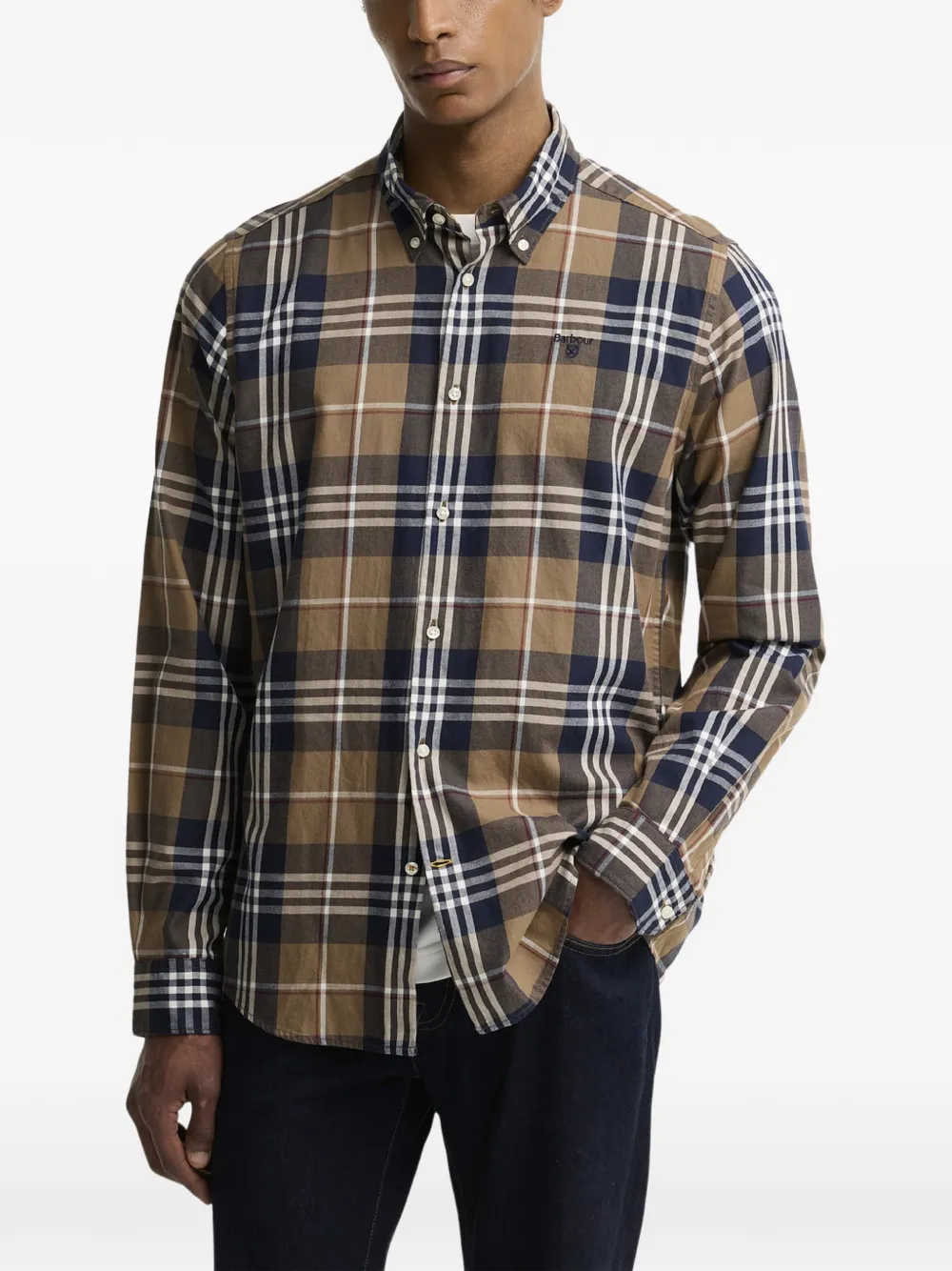 Barbour Edgar geruit button-down overhemd Beige