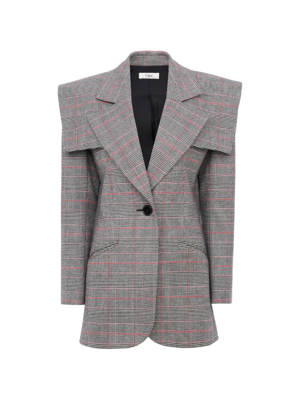Chloé blazer à carreaux et détail de cape - Gris