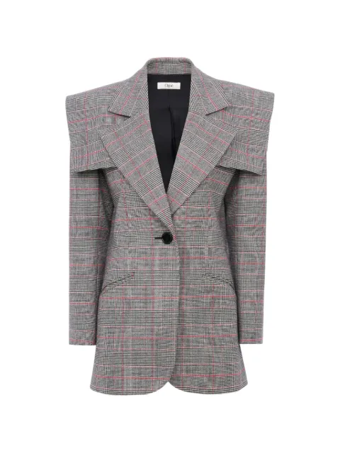 Chloé check-pattern cape-detail blazer