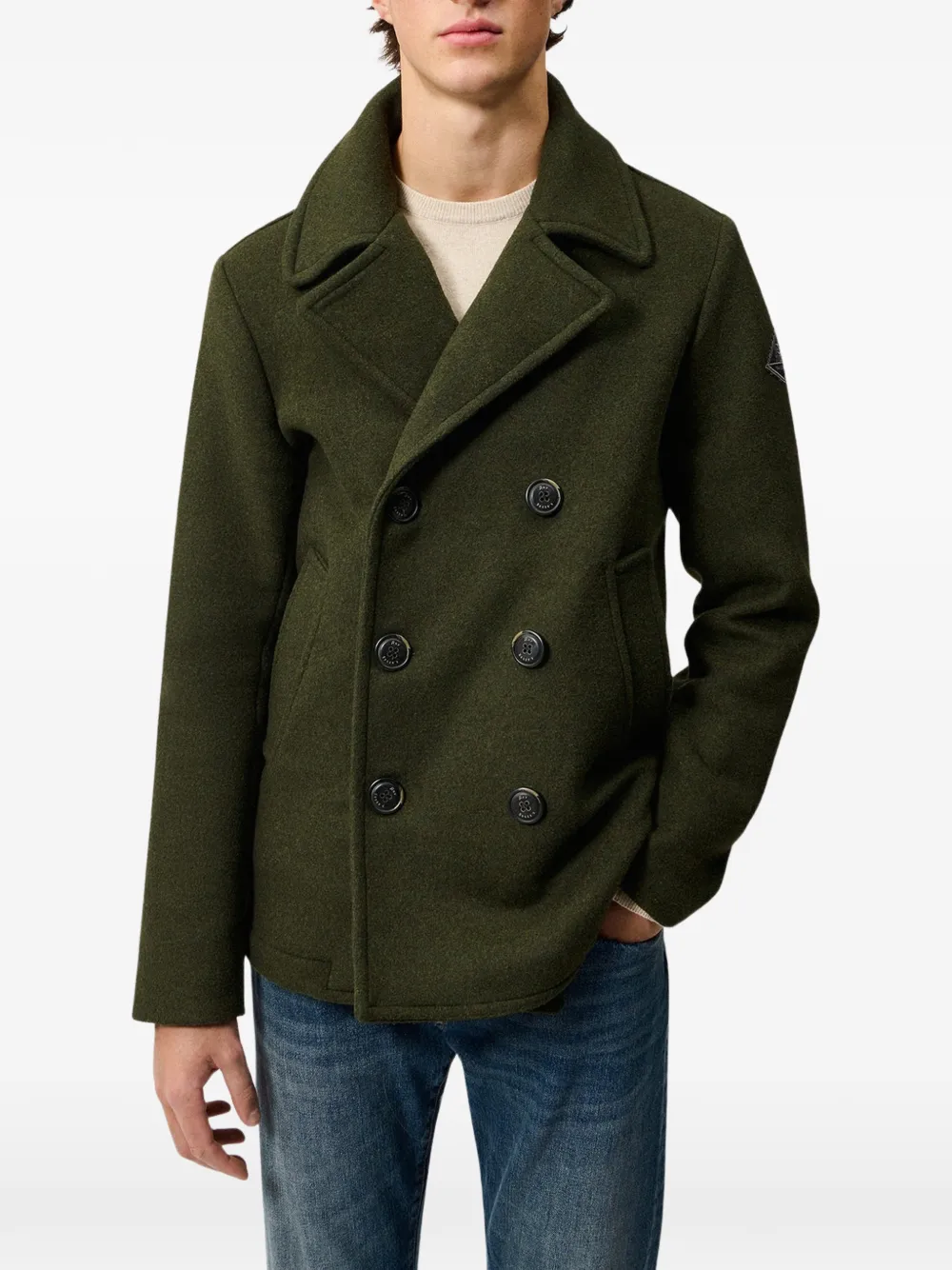 Roy Rogers Melton double-breasted pea coat Groen