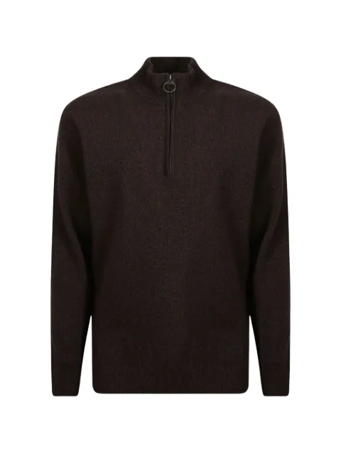 Barbour tartan-patchwork quarter-zip sweater