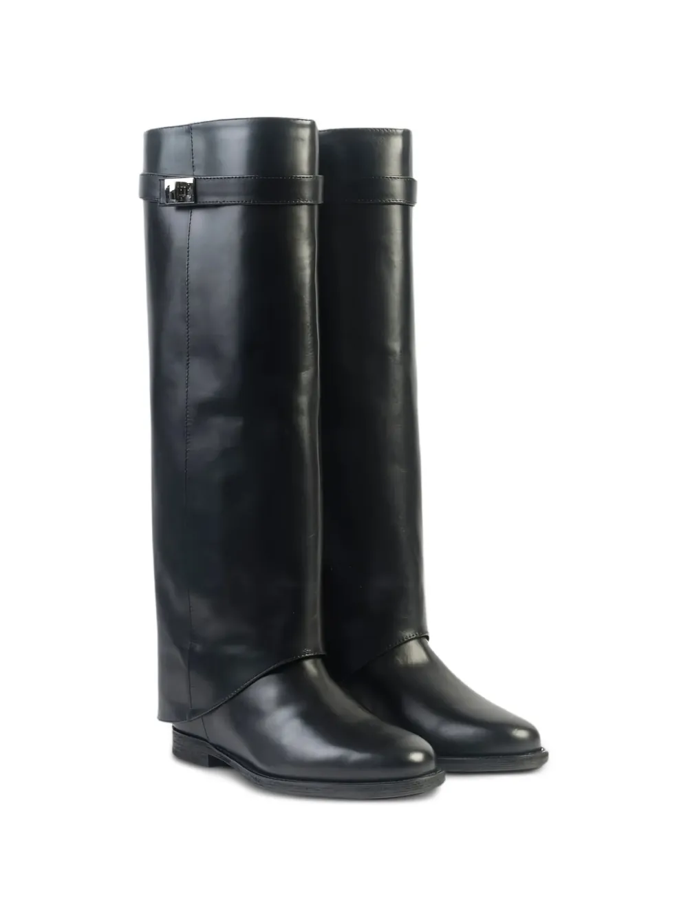 Via Roma 15 buckle-detail leather boots Zwart