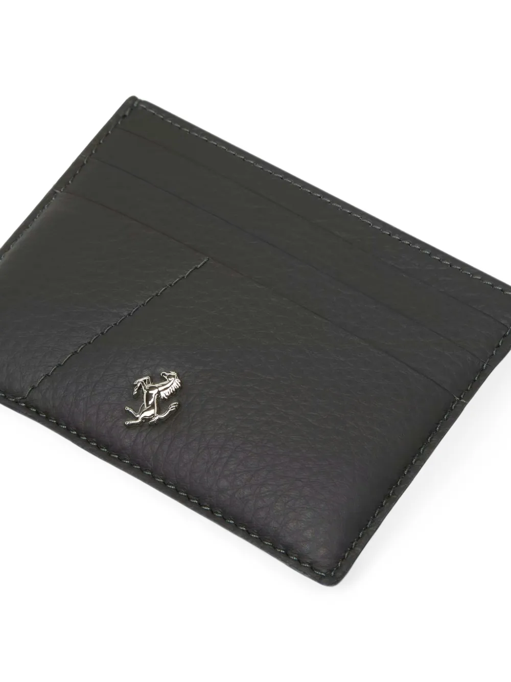 Ferrari Prancing Horse grained leather cardholder Zwart