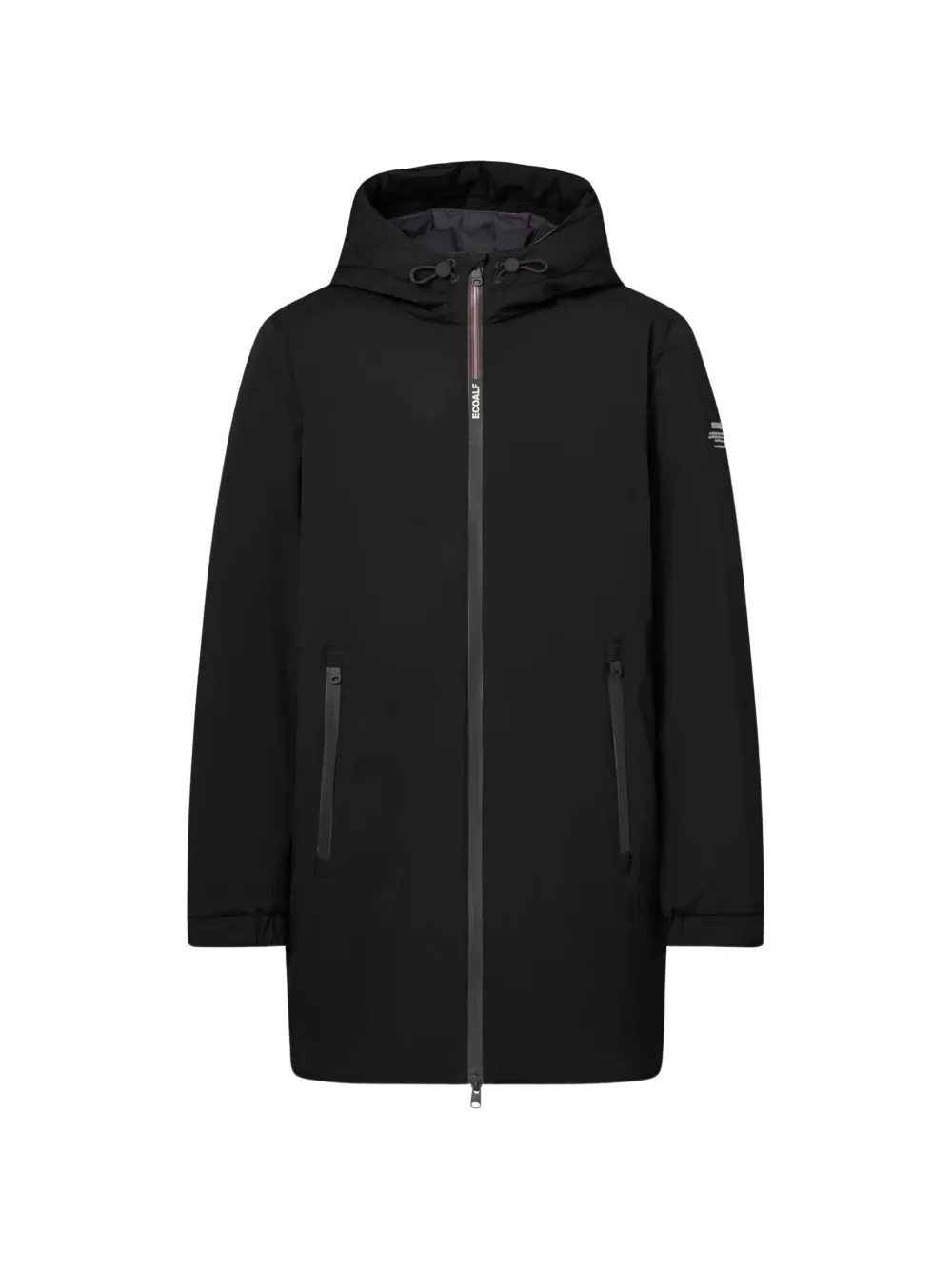 Ecoalf Pasu Hooded Zip-up Coat In Black