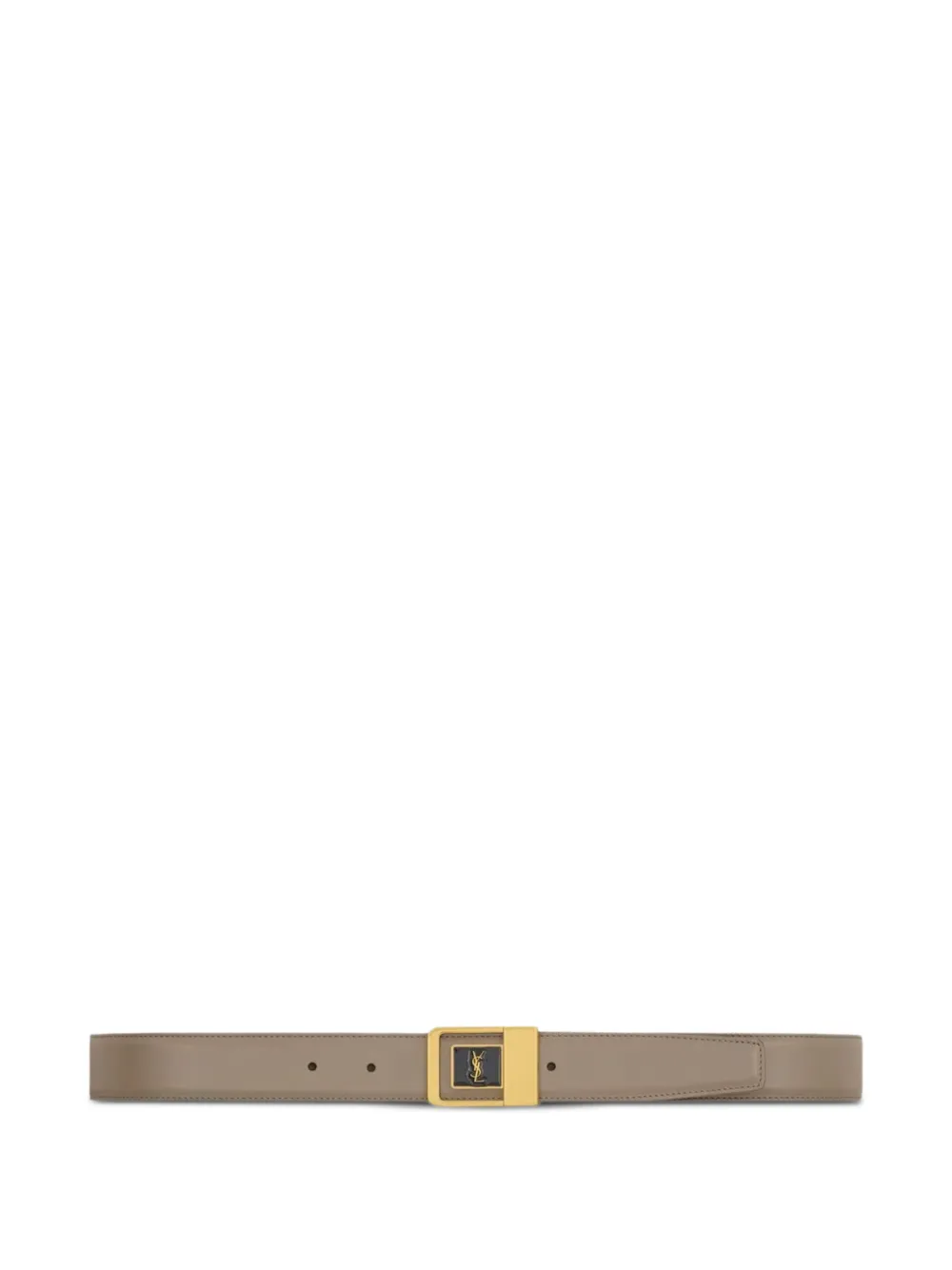 Saint Laurent LA 66 buckle belt in lacquered leather Beige