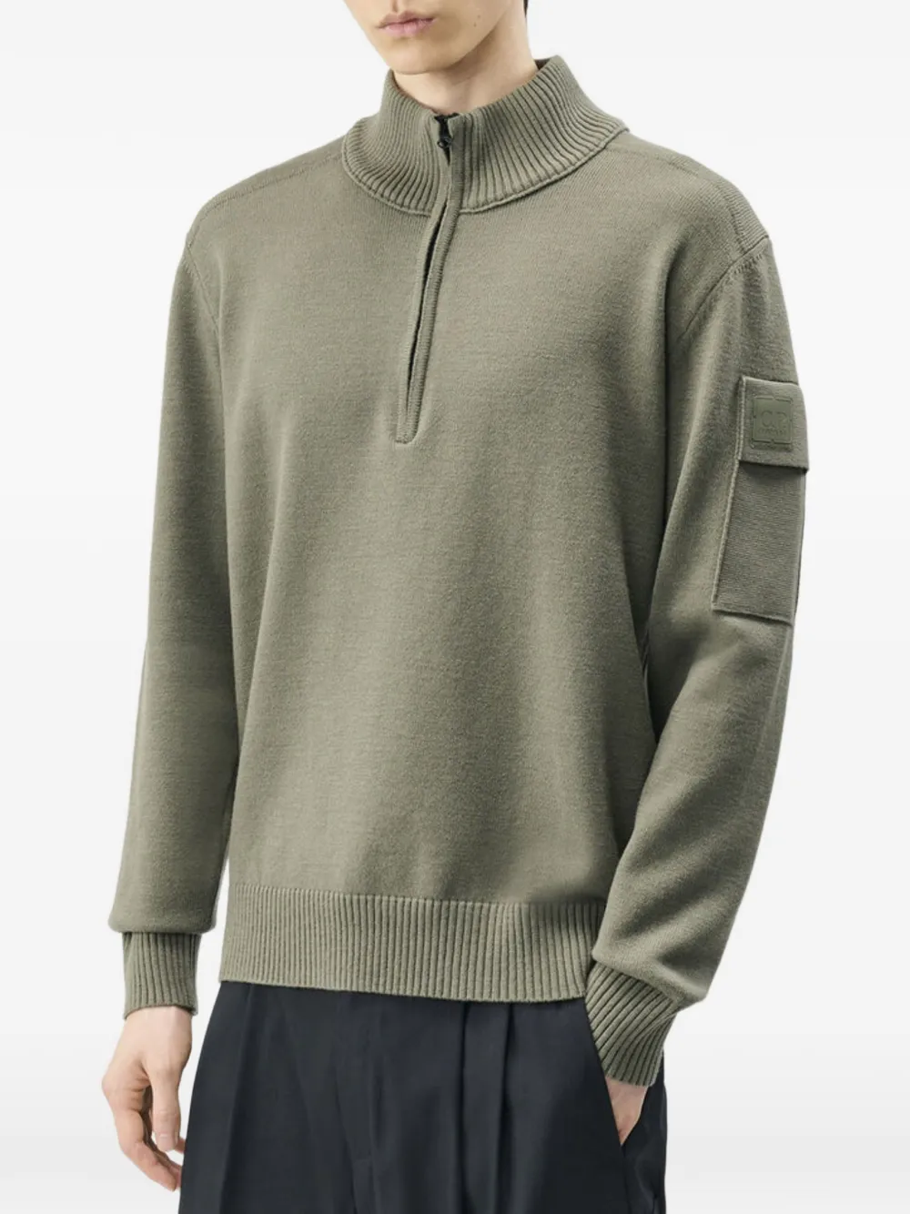 C.P. Company Metropolis Series extrafine merino wool half zip sweater Groen