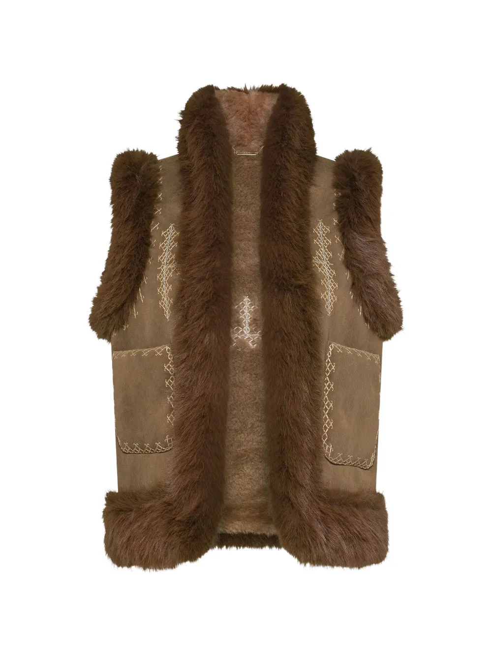 Seventy faux-fur trim embroidered gilet