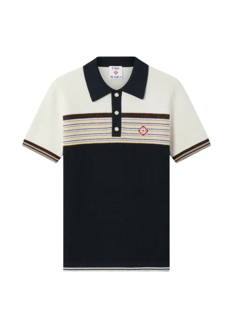 Casablanca Café Culture striped logo-patch polo shirt