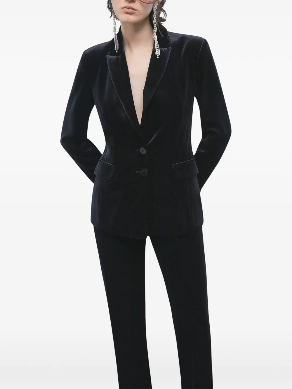 Patrizia Pepe single-breasted velvet blazer Zwart