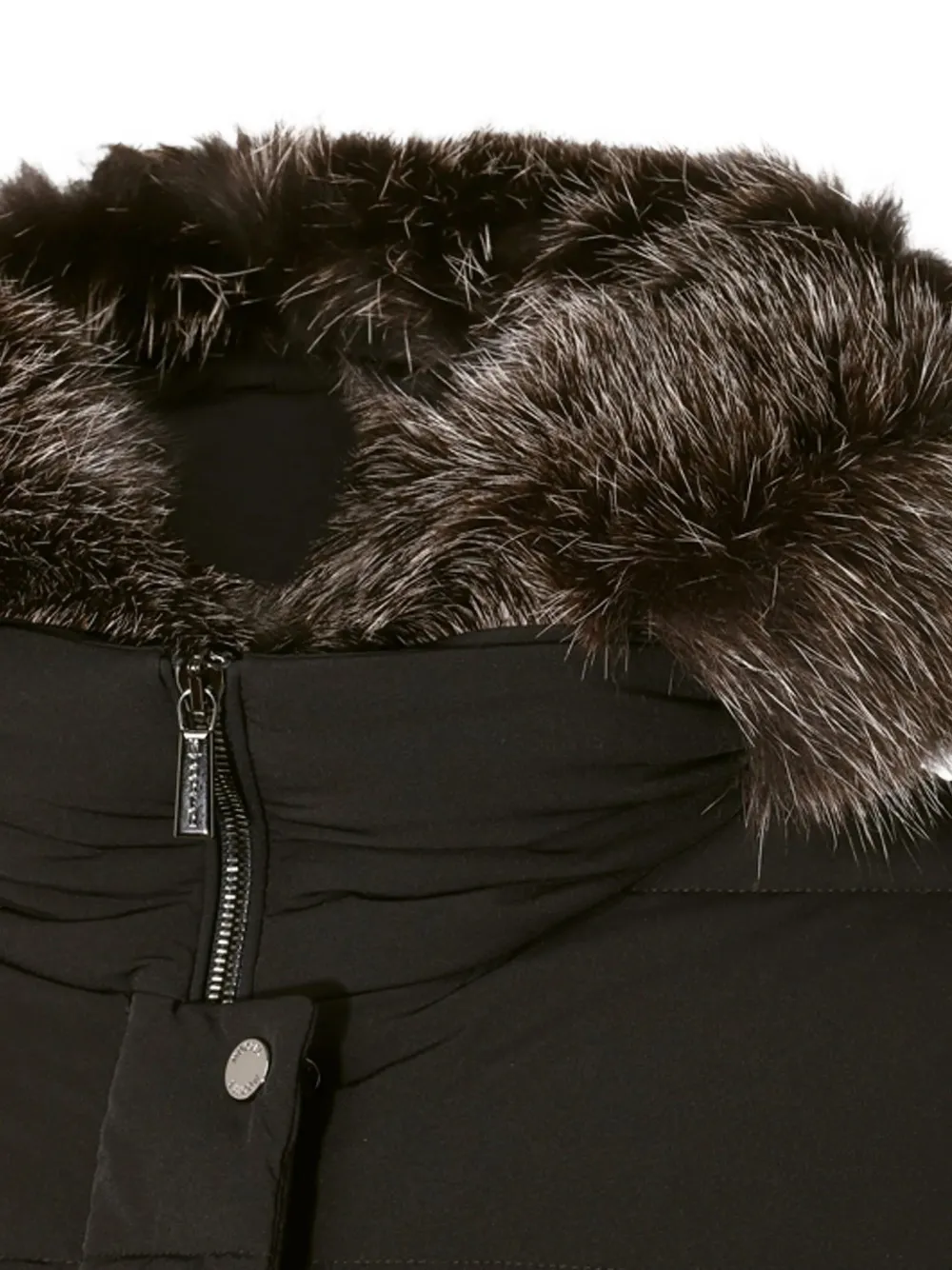 Moorer fur-trim hooded coat Zwart