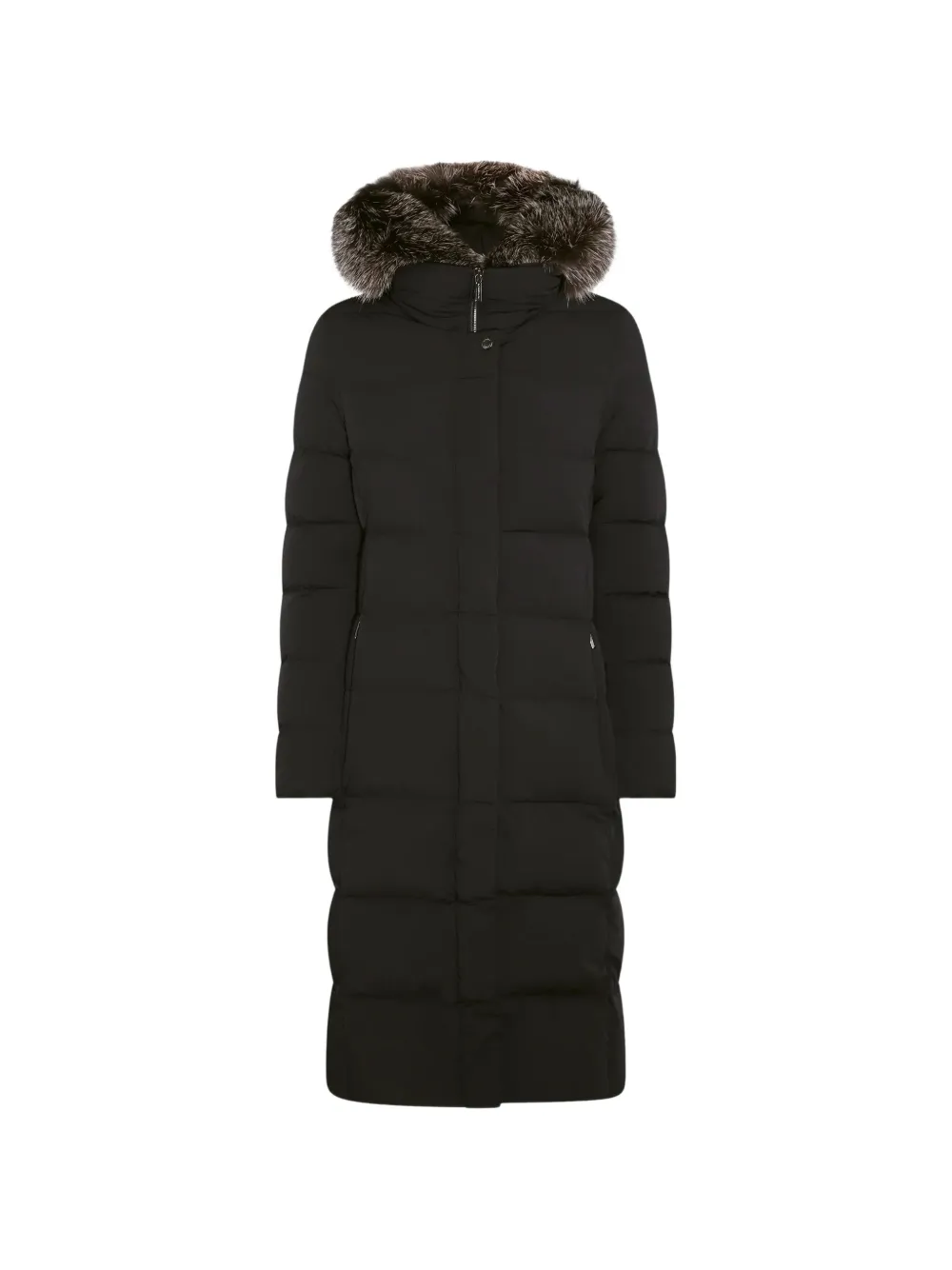 Moorer fur-trim hooded coat Zwart