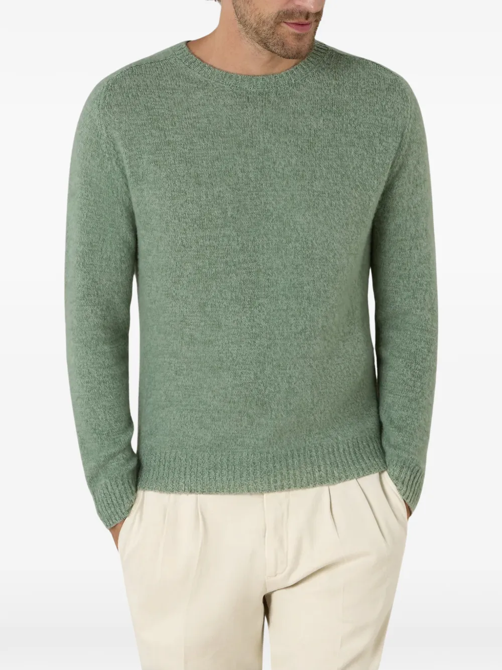 Boglioli fine-knit crew-neck sweater Groen