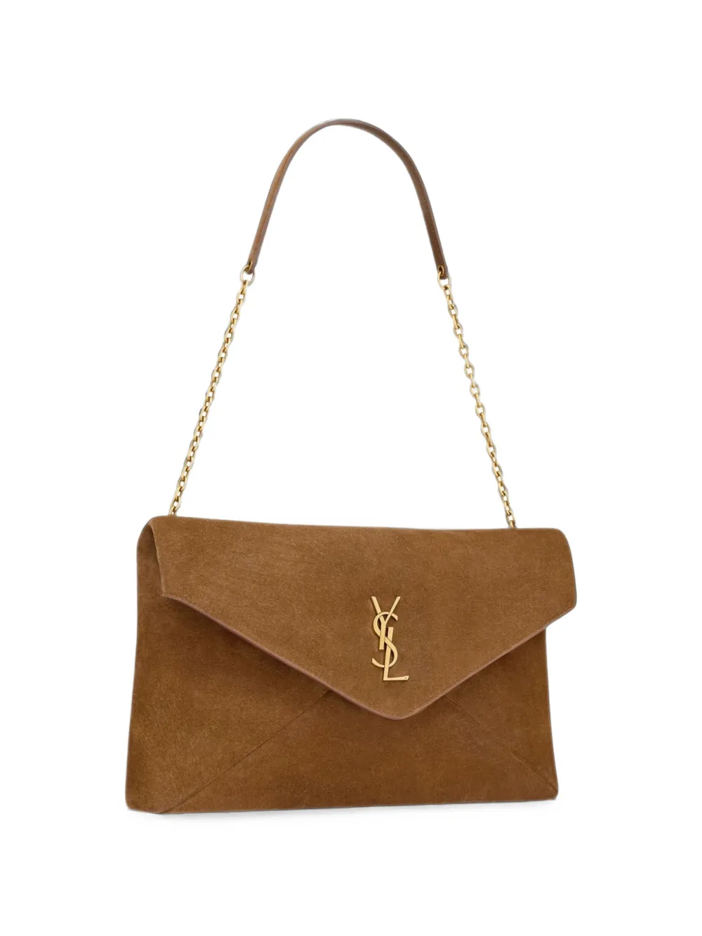 Saint Laurent large Cassandre suede shoulder bag Bruin