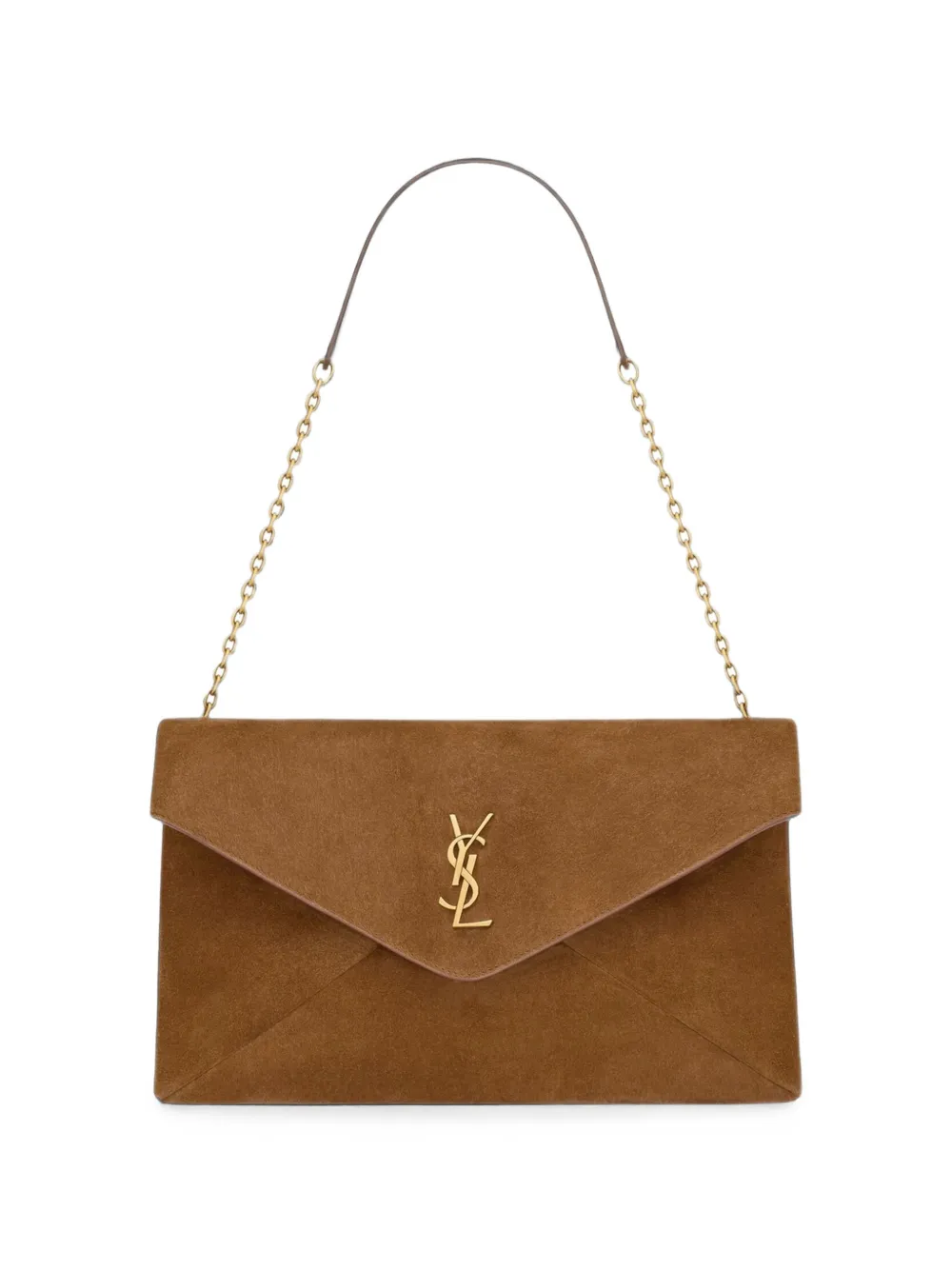 Saint Laurent large Cassandre suede shoulder bag Bruin