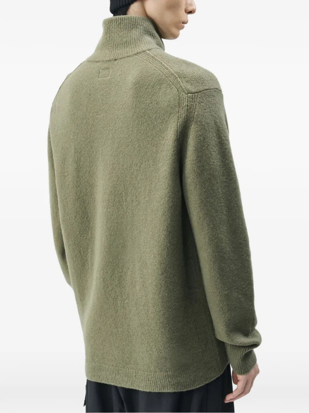C.P. Company Metropolis Series bouclè extrafine merino half zip logo sweater Groen