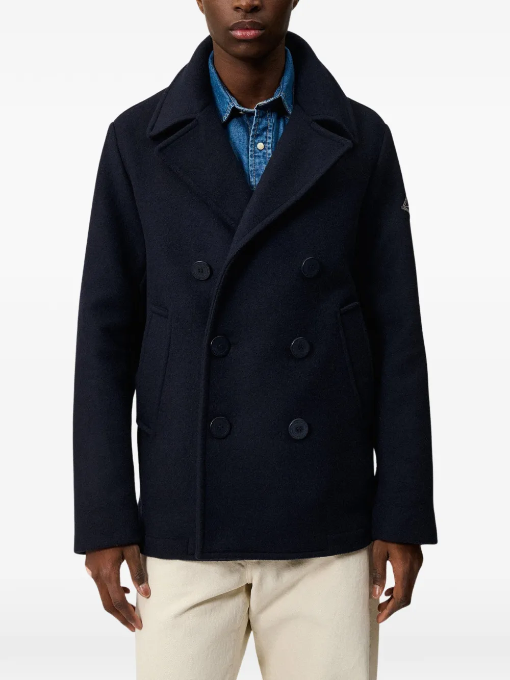 Roy Rogers Melton double-breasted pea coat Blauw