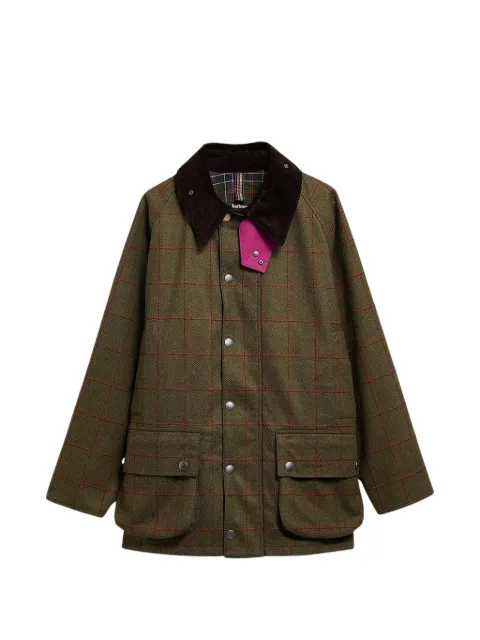 CHIARA D'ESTE check-pattern corduroy-collar coat