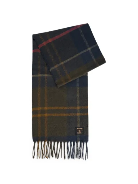Barbour Yorklane tartan-pattern fringed scarf