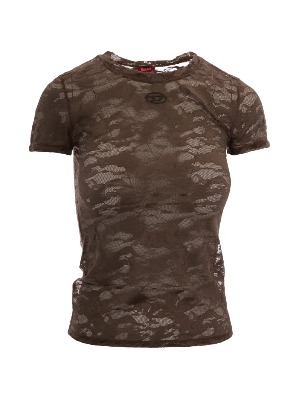 Diesel Oval-D flower-lace T-shirt Bruin