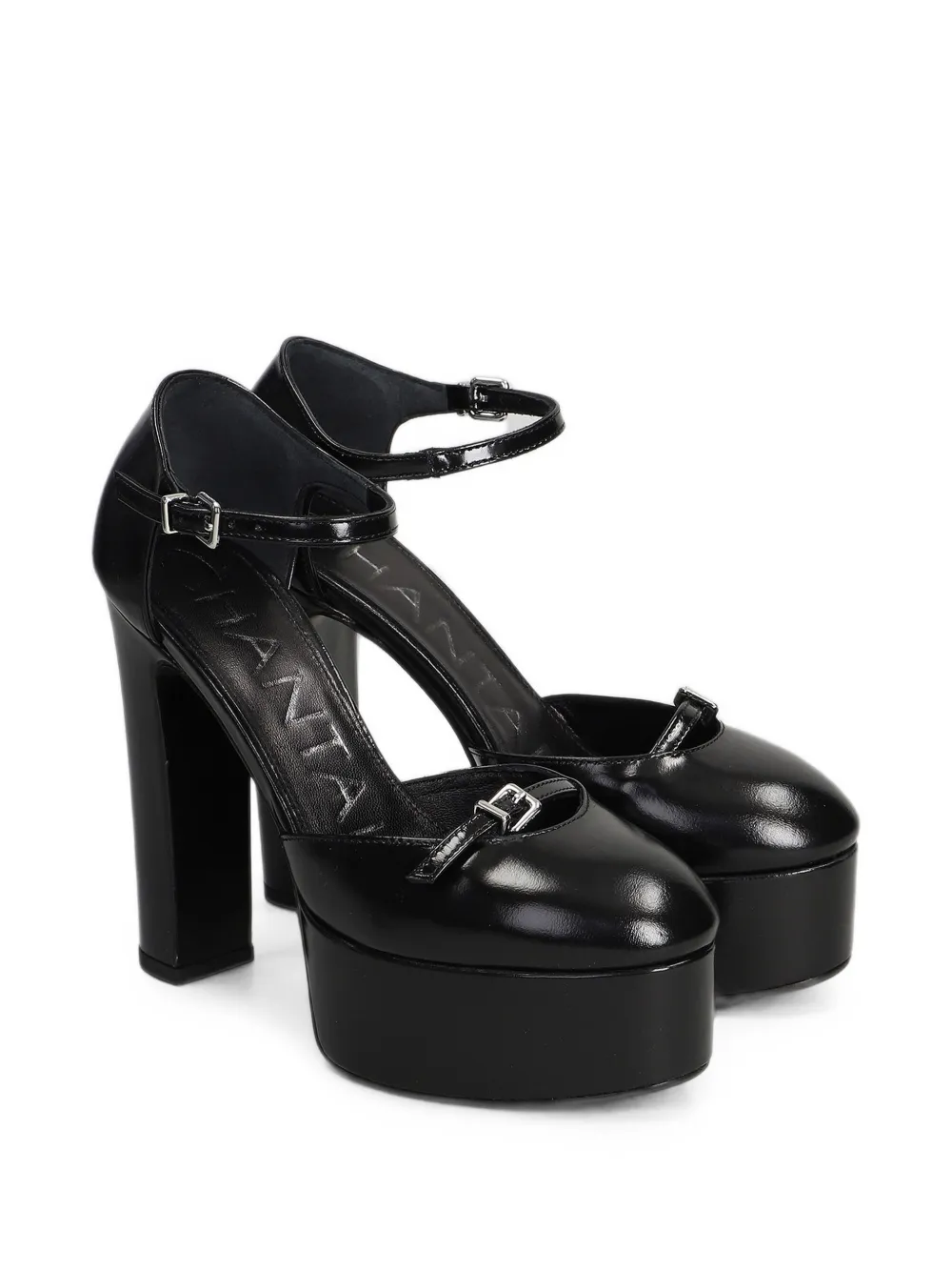 Chantal Pumps met plateauzool en gespdetail Zwart