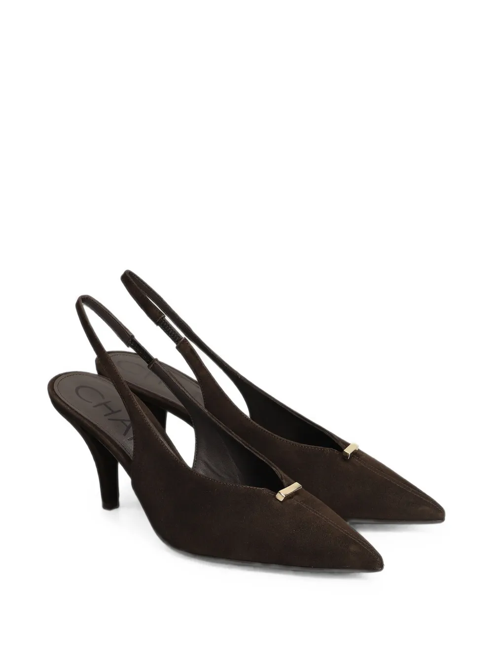 Chantal Slingback pumps met puntige neus Bruin