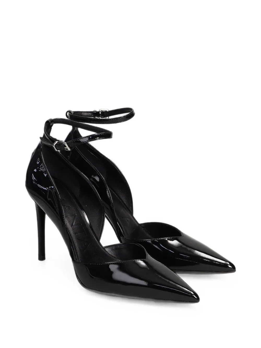 Chantal Pumps met enkelbandje en puntige neus Zwart