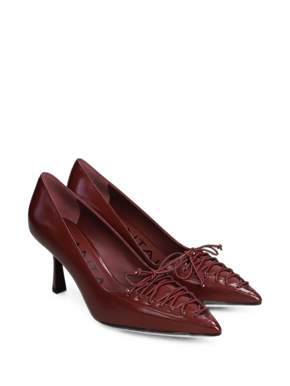 Chantal Pumps met puntige neus en veters Rood
