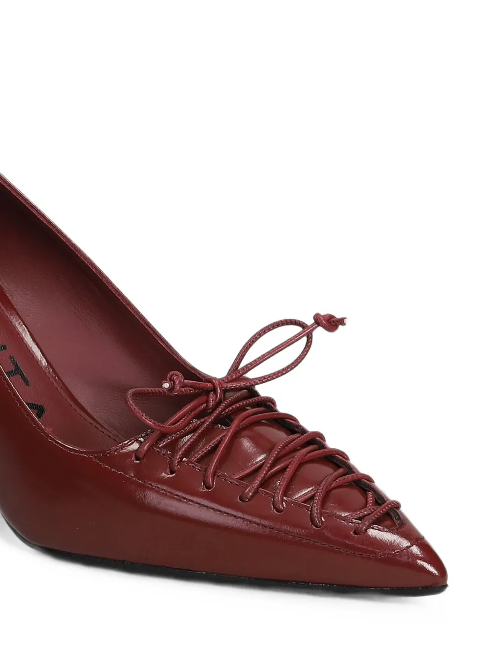 Chantal Pumps met puntige neus en veters Rood