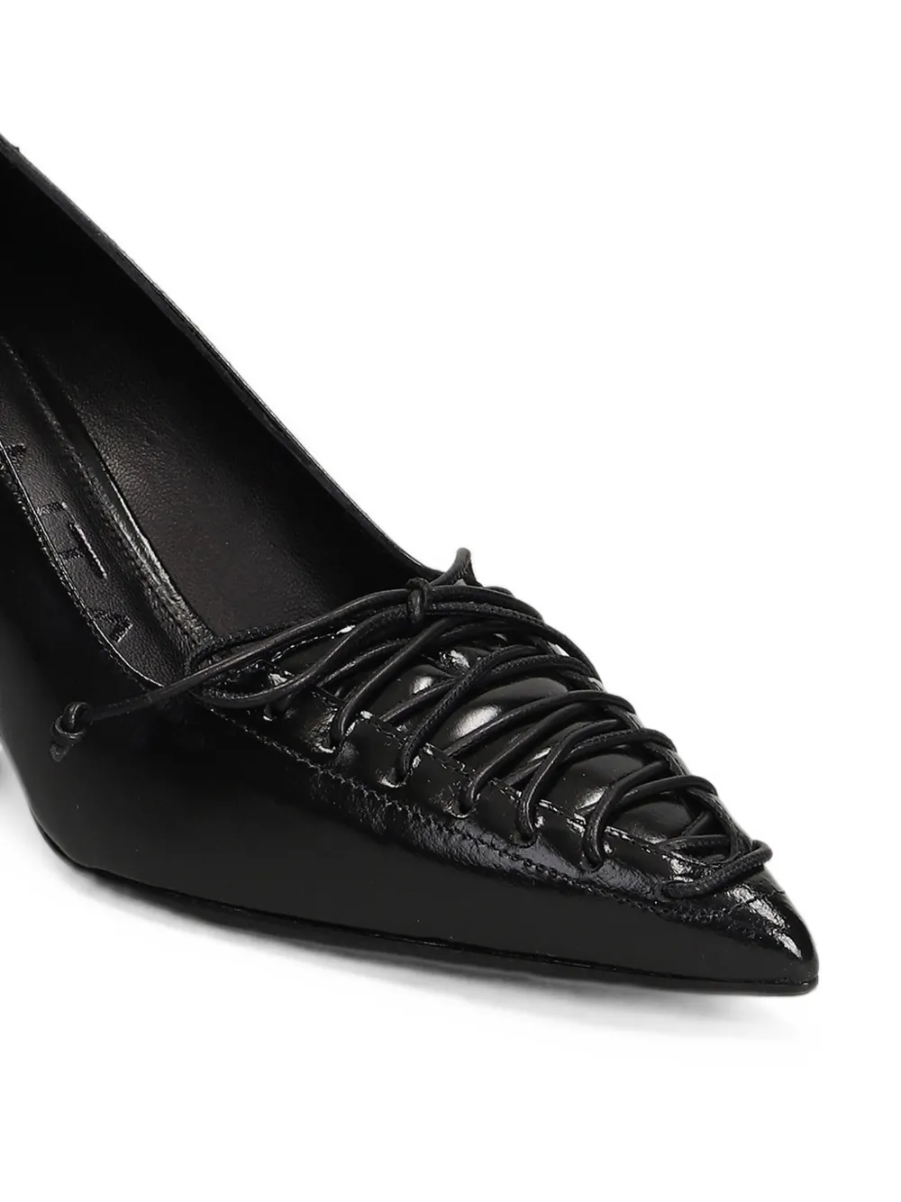 Chantal Pumps met puntige neus en veters Zwart