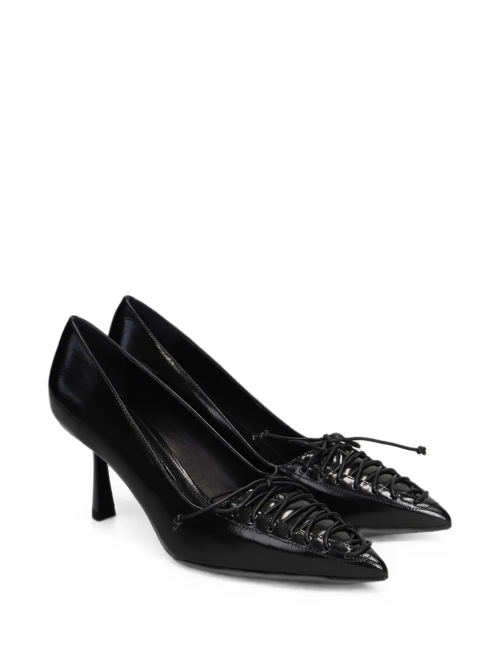 Chantal Pumps met puntige neus en veters Zwart